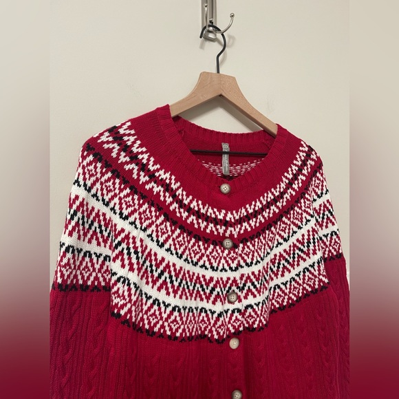 SOLD Hanna Andersson Holiday Inspired Red Black White Knit Sweater Large - Picture 5 of 9